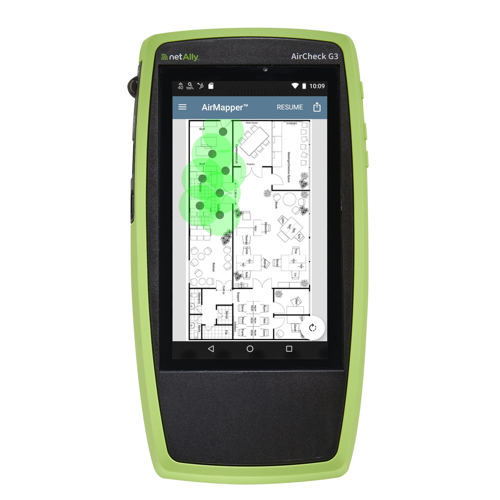 NetAlly AirCheck G3 with AirMapper screen image
